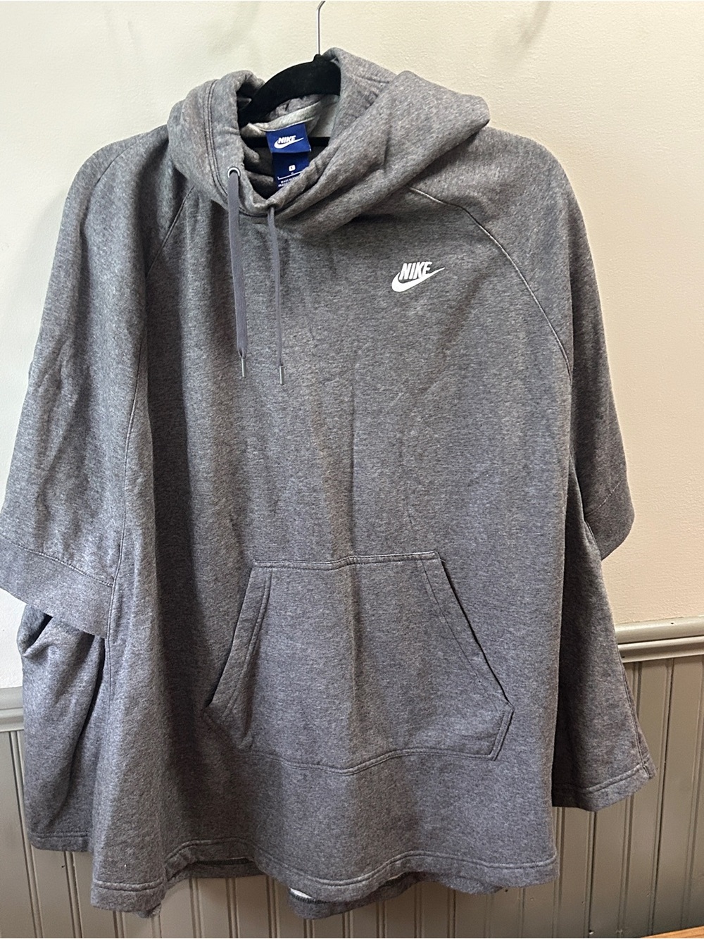 Nike Gray Poncho Hoodie with White Swoosh Logo